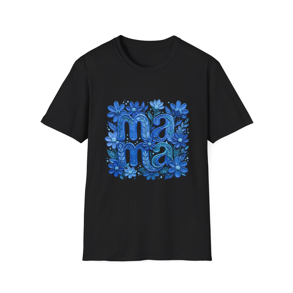 Mama Floral T-Shirt — Blue Hand-Drawn Flowers Mother’s Day Tee