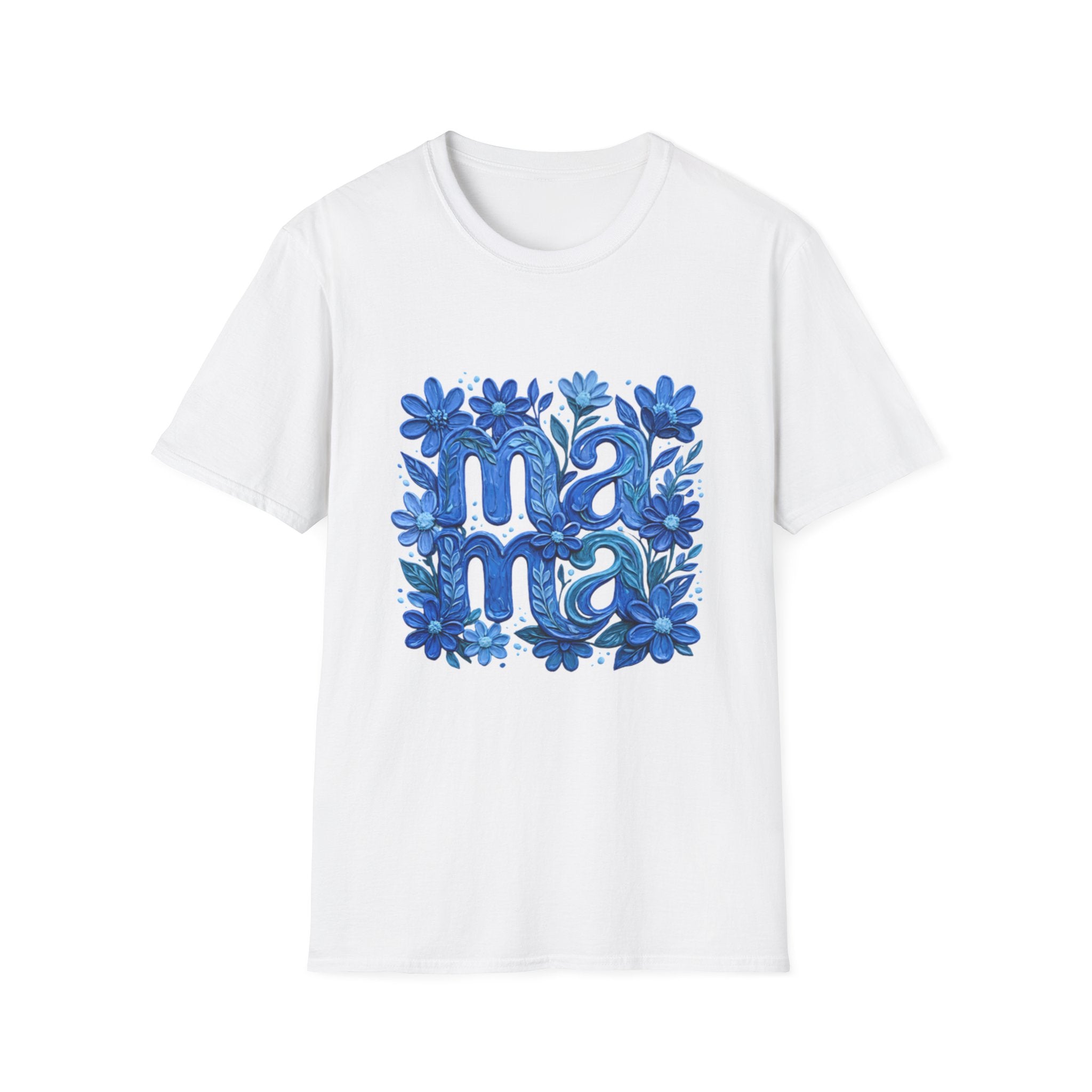 Mama Floral T-Shirt — Blue Hand-Drawn Flowers Mother’s Day Tee