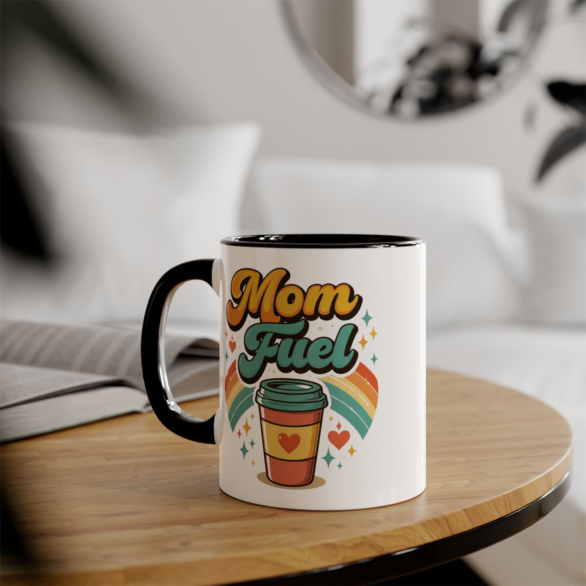 Mom Fuel Mug — Retro Rainbow Coffee Cup, Cute Mother’s Day Gift