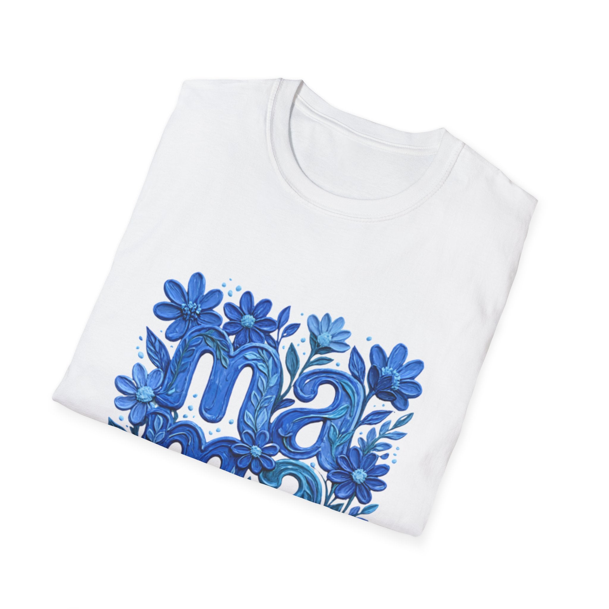 Mama Floral T-Shirt — Blue Hand-Drawn Flowers Mother’s Day Tee