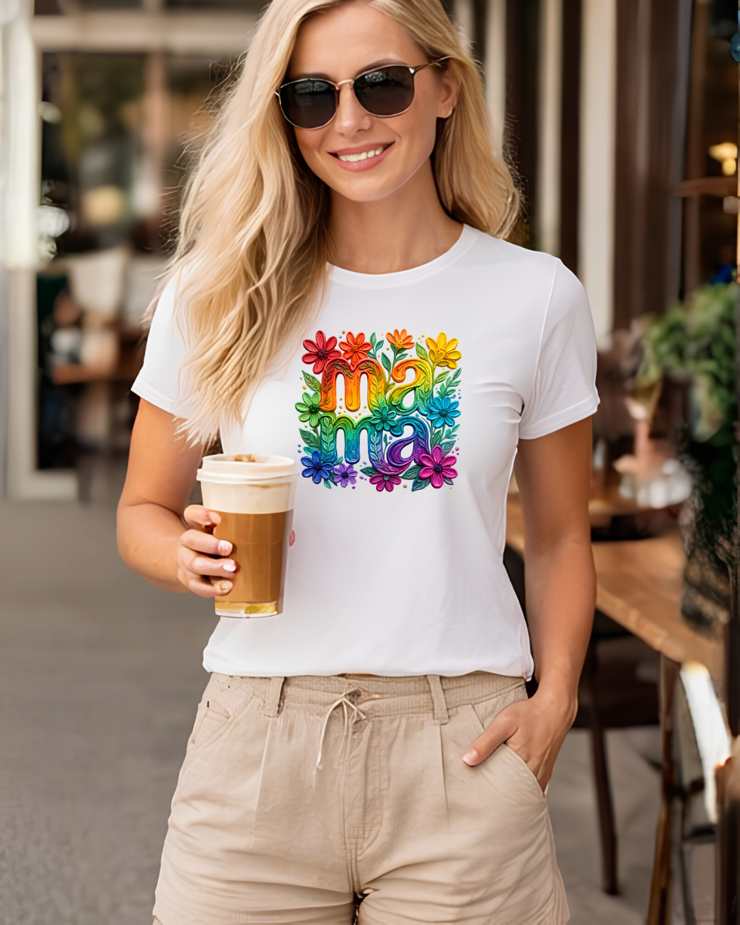 Mama Floral Rainbow T-Shirt — Colorful Mother's Day Gift