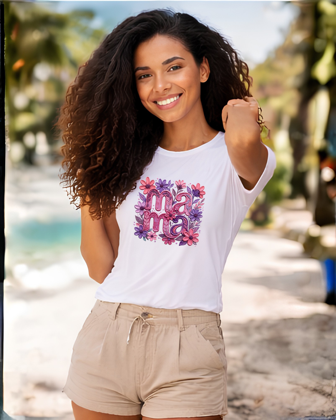Mama Floral T-Shirt — Pink & Purple Flower Mother's Day Tee
