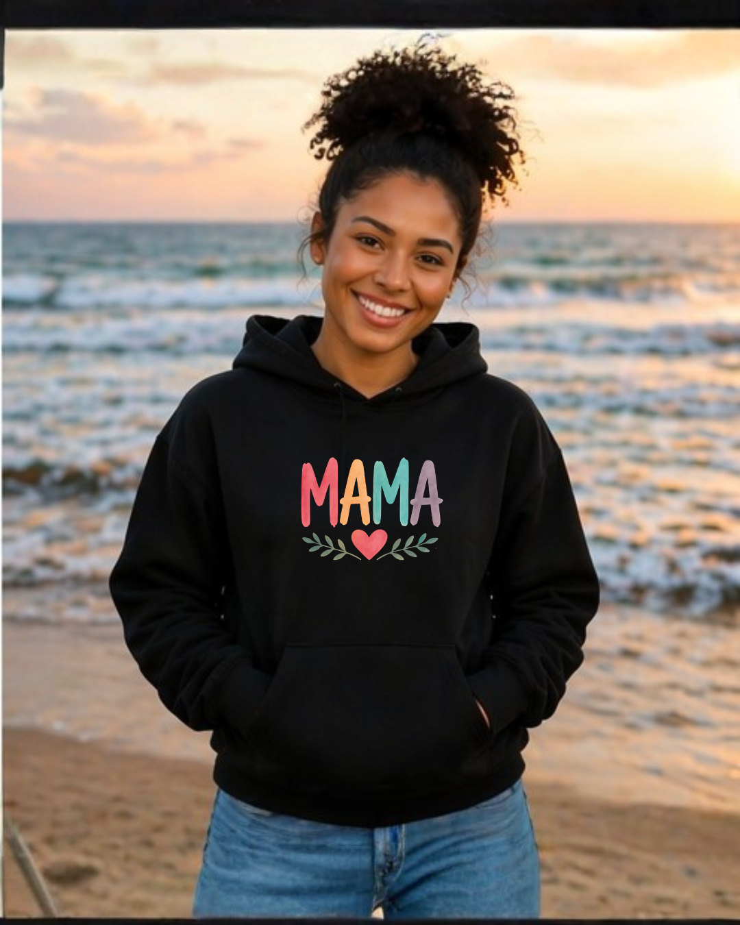 Rainbow Mama Hoodie – Cute Mom Sweatshirt, Mother’s Day Gift, Minimalist Mama Pullover, Trendy Mom Outfit, Cozy Gift for Moms