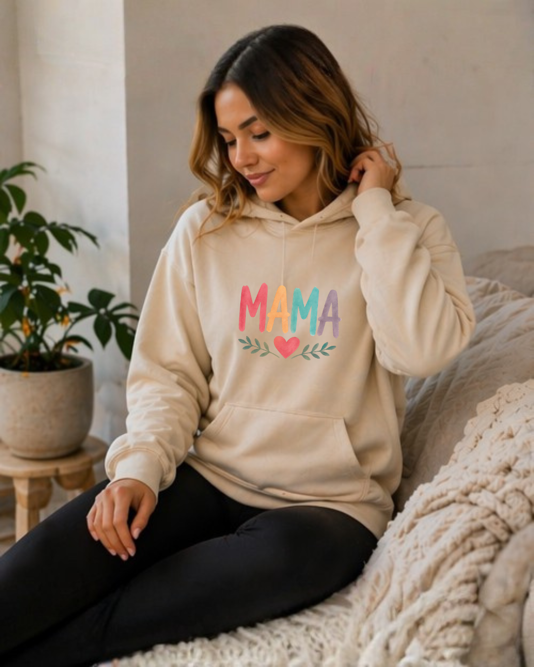 Rainbow Mama Hoodie – Cute Mom Sweatshirt, Mother’s Day Gift, Minimalist Mama Pullover, Trendy Mom Outfit, Cozy Gift for Moms
