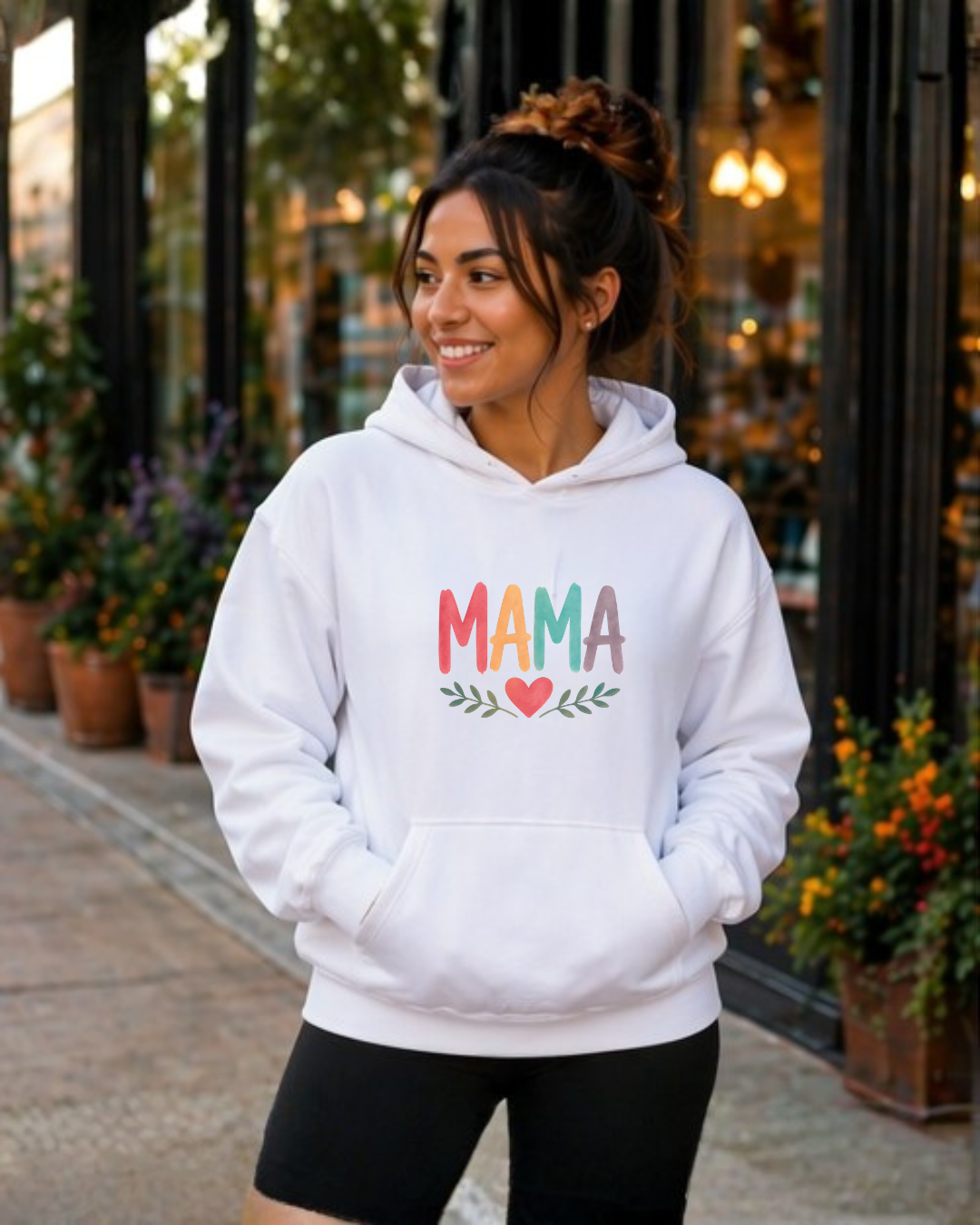 Rainbow Mama Hoodie – Cute Mom Sweatshirt, Mother’s Day Gift, Minimalist Mama Pullover, Trendy Mom Outfit, Cozy Gift for Moms
