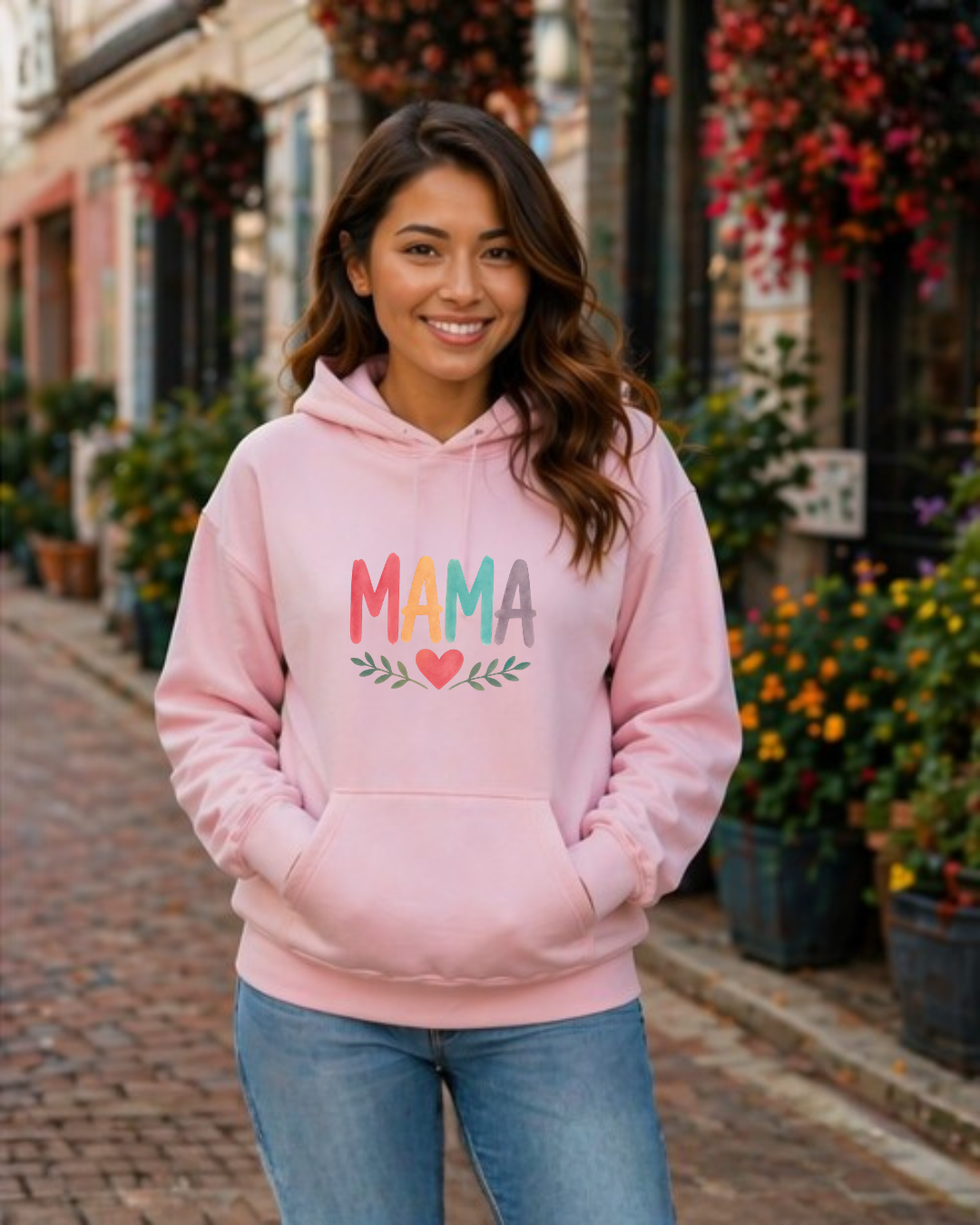 Rainbow Mama Hoodie – Cute Mom Sweatshirt, Mother’s Day Gift, Minimalist Mama Pullover, Trendy Mom Outfit, Cozy Gift for Moms