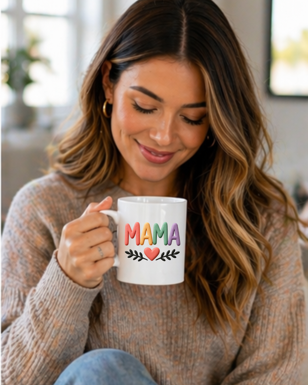 Rainbow Mama Coffee Mug – Cute Mom Mug, Mother’s Day Gift, Mama Cup, Gift for Mom, Cozy Coffee Lover Mug