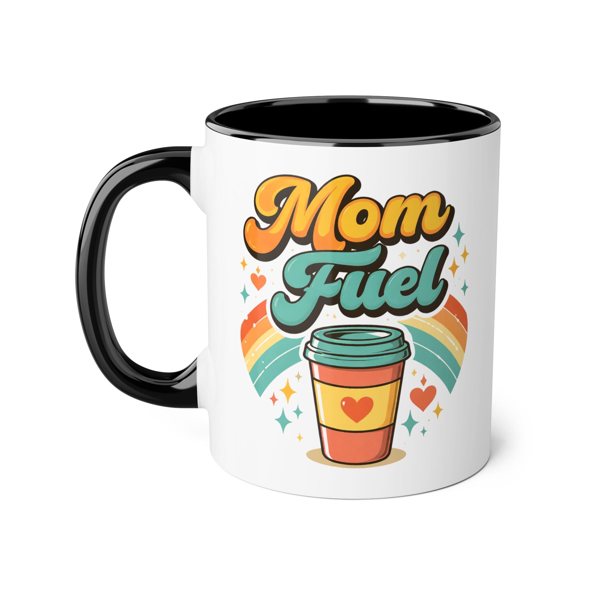 Mom Fuel Mug — Retro Rainbow Coffee Cup, Cute Mother’s Day Gift