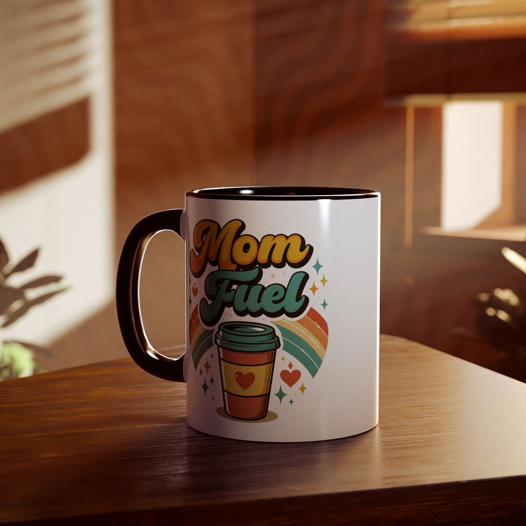 Mom Fuel Mug — Retro Rainbow Coffee Cup, Cute Mother’s Day Gift
