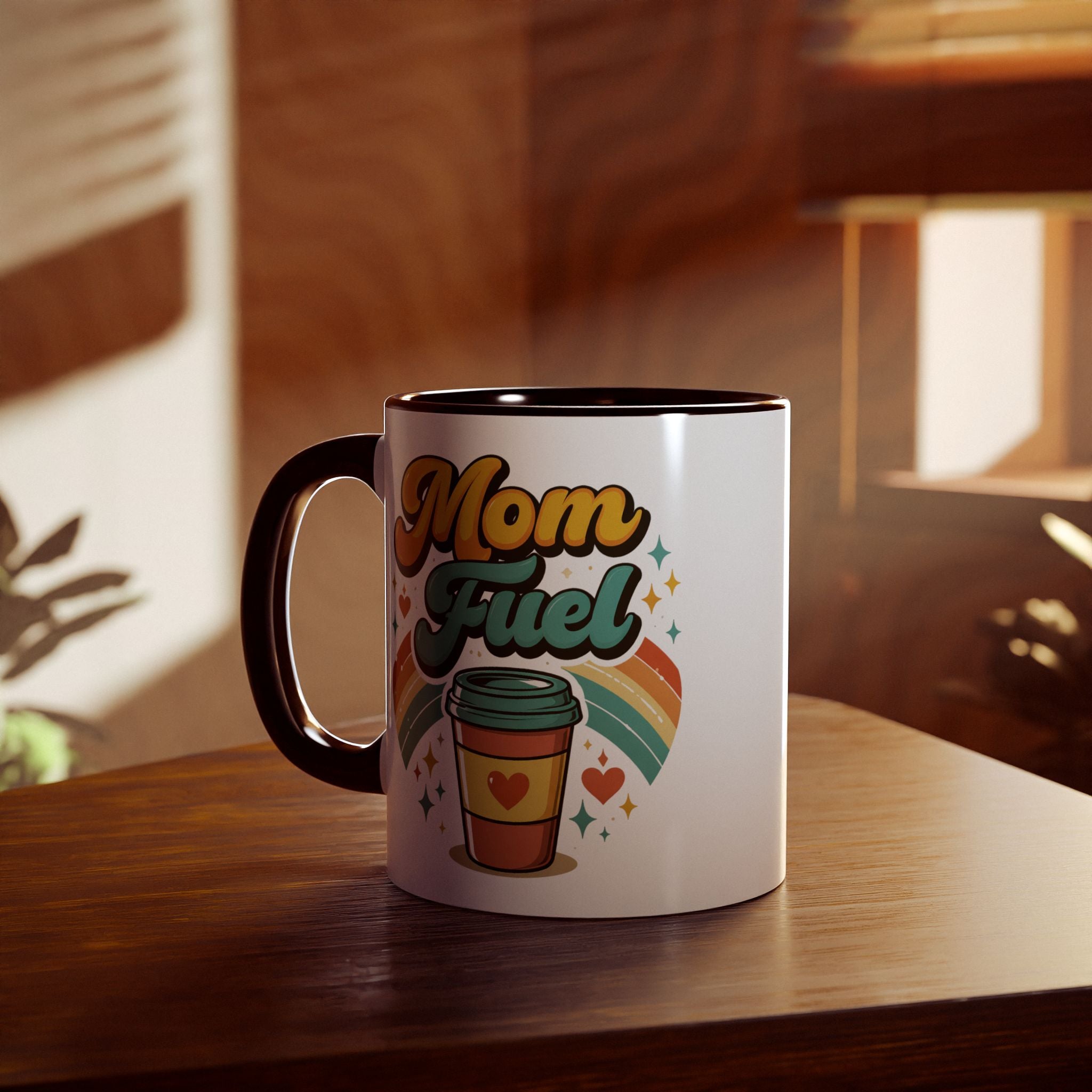 Mom Fuel Mug — Retro Rainbow Coffee Cup, Cute Mother’s Day Gift