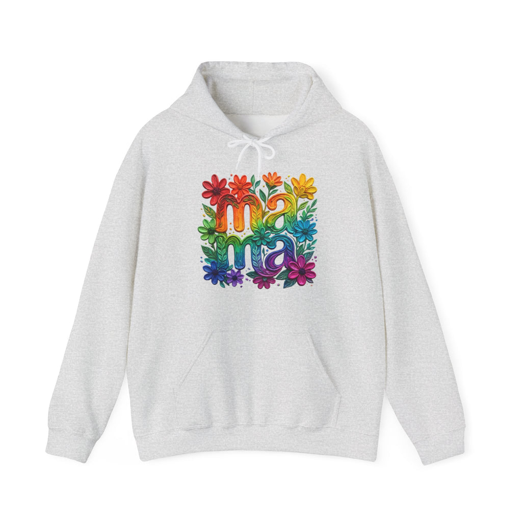 Floral Rainbow Mama Hoodie – Cute Mom Sweatshirt, Mother’s Day Gift, Colorful Mama Pullover, Cozy Gift for Moms