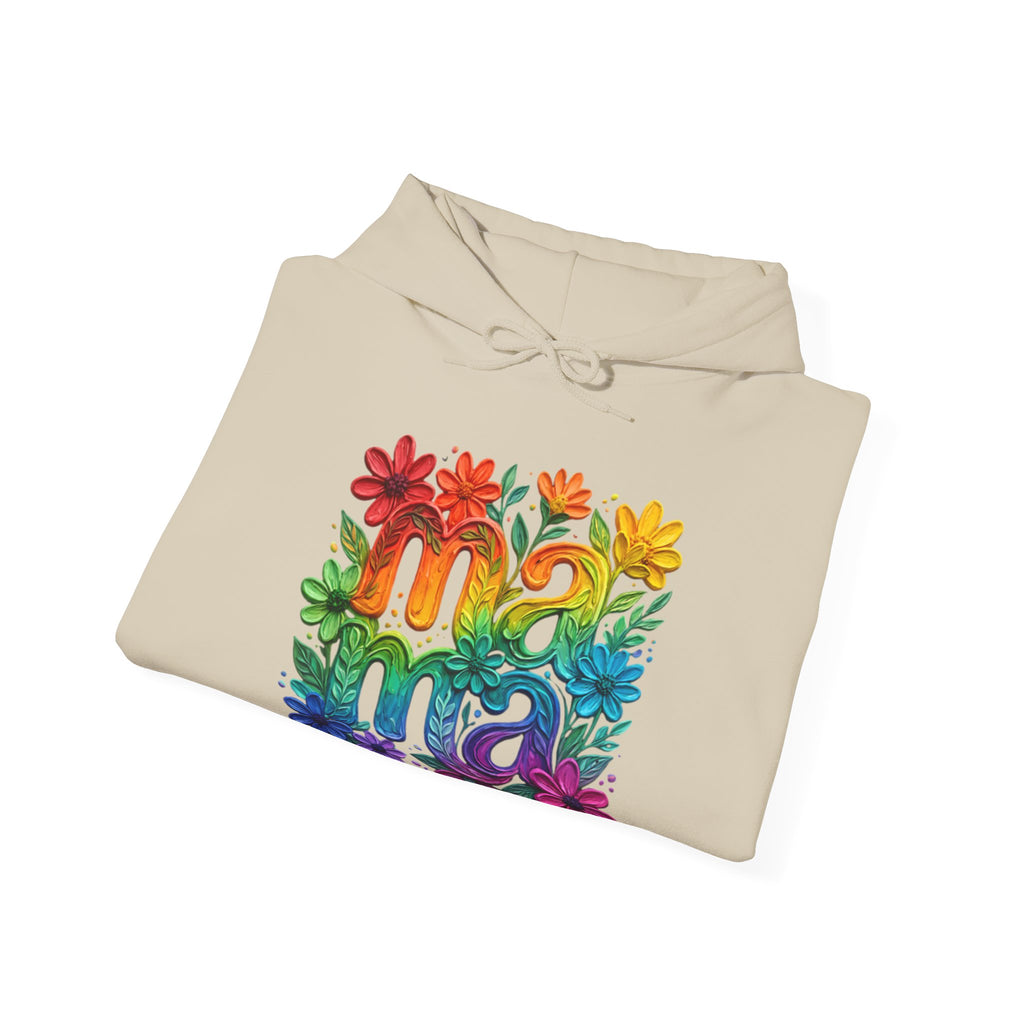 Floral Rainbow Mama Hoodie – Cute Mom Sweatshirt, Mother’s Day Gift, Colorful Mama Pullover, Cozy Gift for Moms